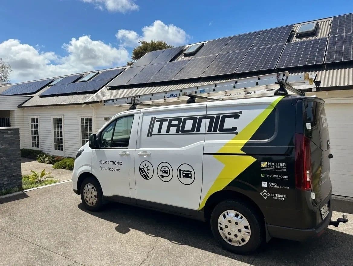 Tronic Electrical van at a residential solar panel installation